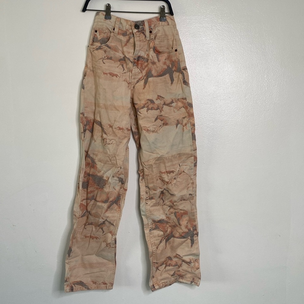 Tan jeans with horse design